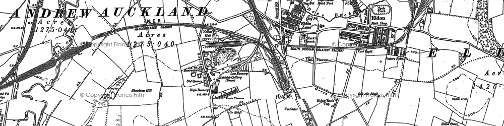 Old map of Eldon Lane in 1896