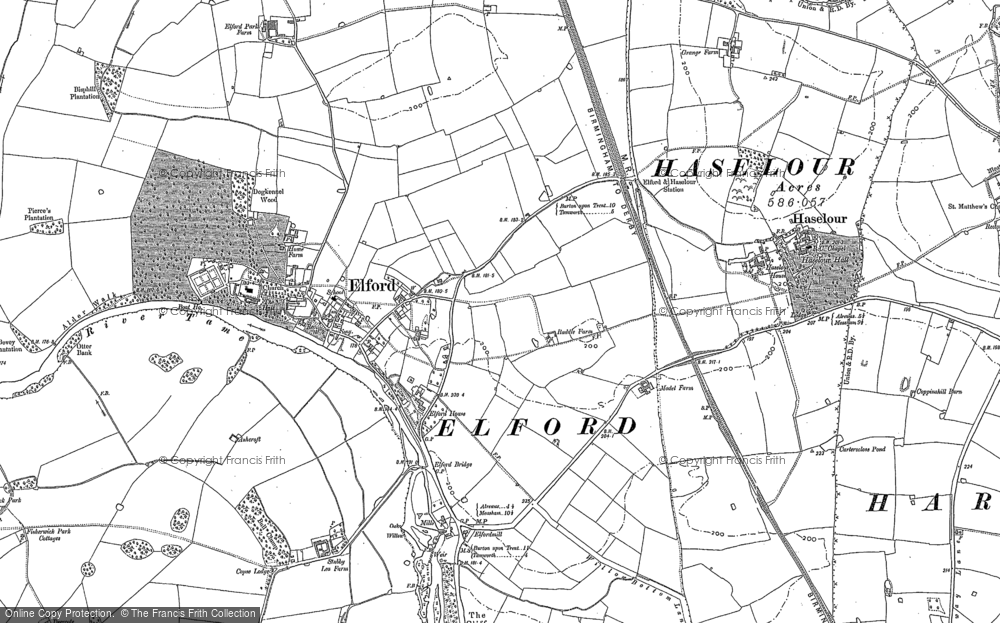 Old Map of Elford, 1882 in 1882