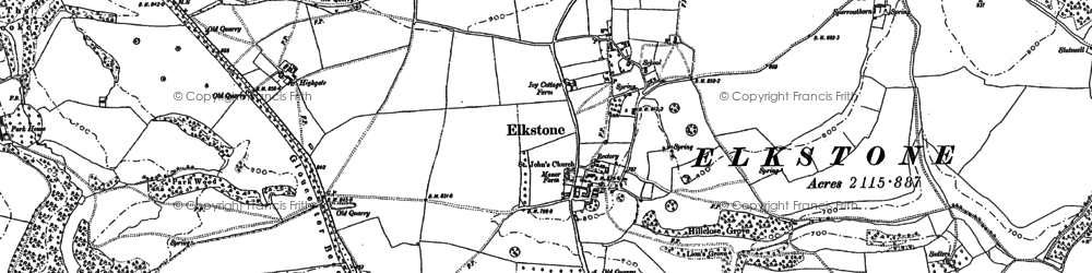 Old map of Elkstone in 1882