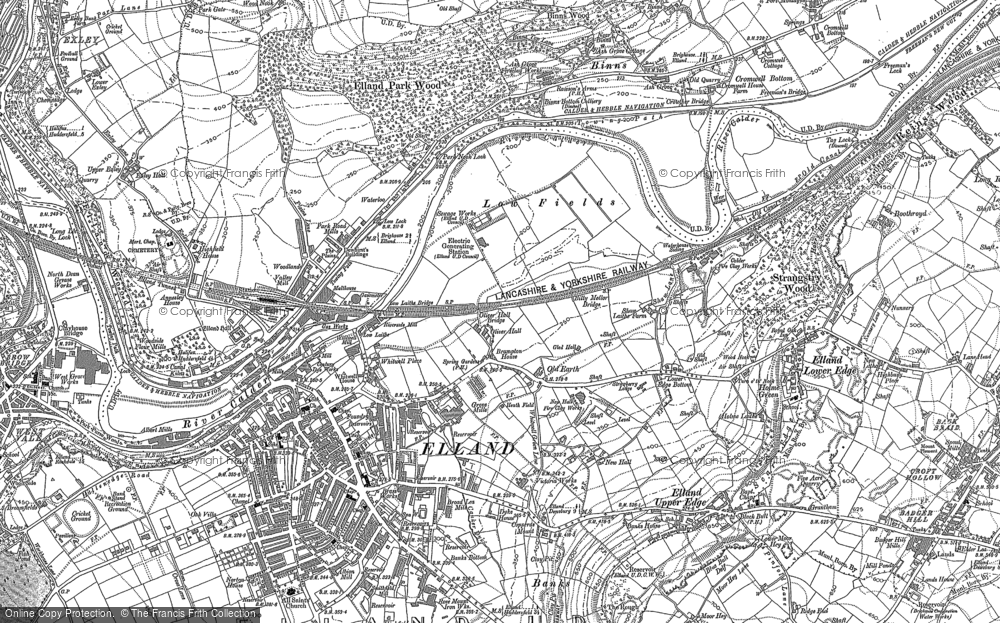 Old Map of Historic Map covering Elland Lower Edge in 1892