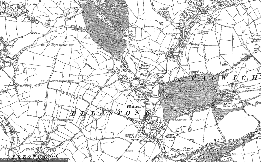 Old Map of Ellastone, 1898 in 1898