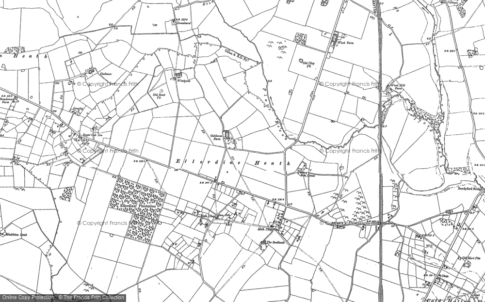 Old Map of Historic Map covering Heath Lanes in 1880