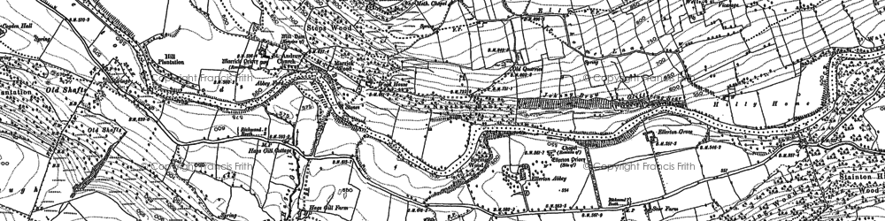 Old map of Ellerton Abbey in 1891