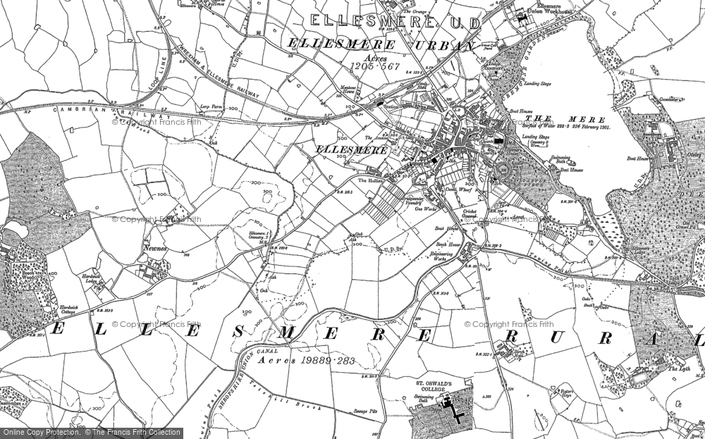 Old Map of Ellesmere, 1874 - 1899 in 1874