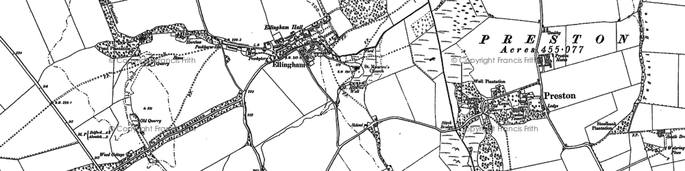Old map of Ellingham in 1896