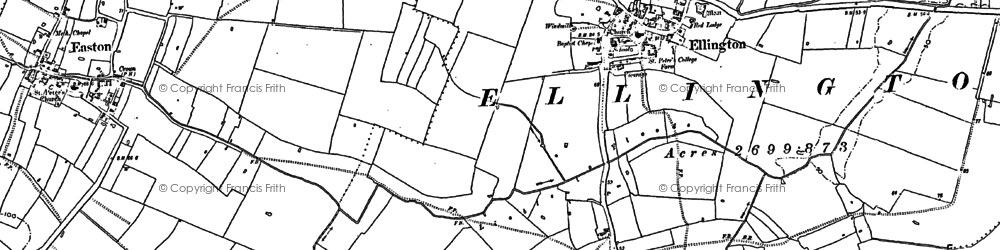 Old map of Ellington in 1887