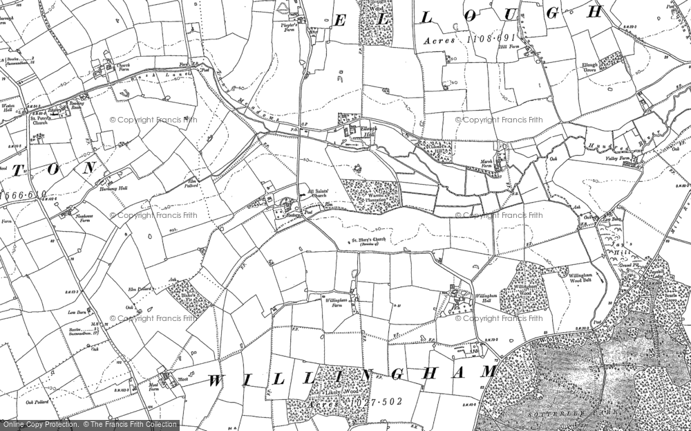 Old Map of Ellough, 1883 - 1903 in 1883