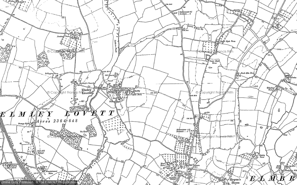 Old Map of Elmley Lovett, 1883 in 1883