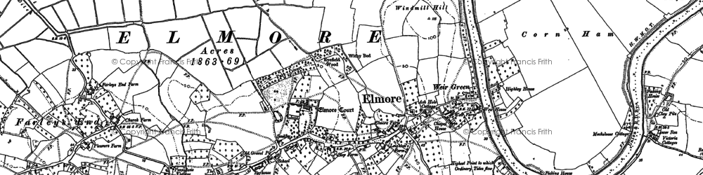 Old map of Windmill Hill in 1883