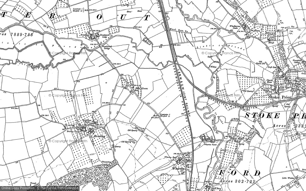 Old Map of Historic Map covering Broadward Br in 1885