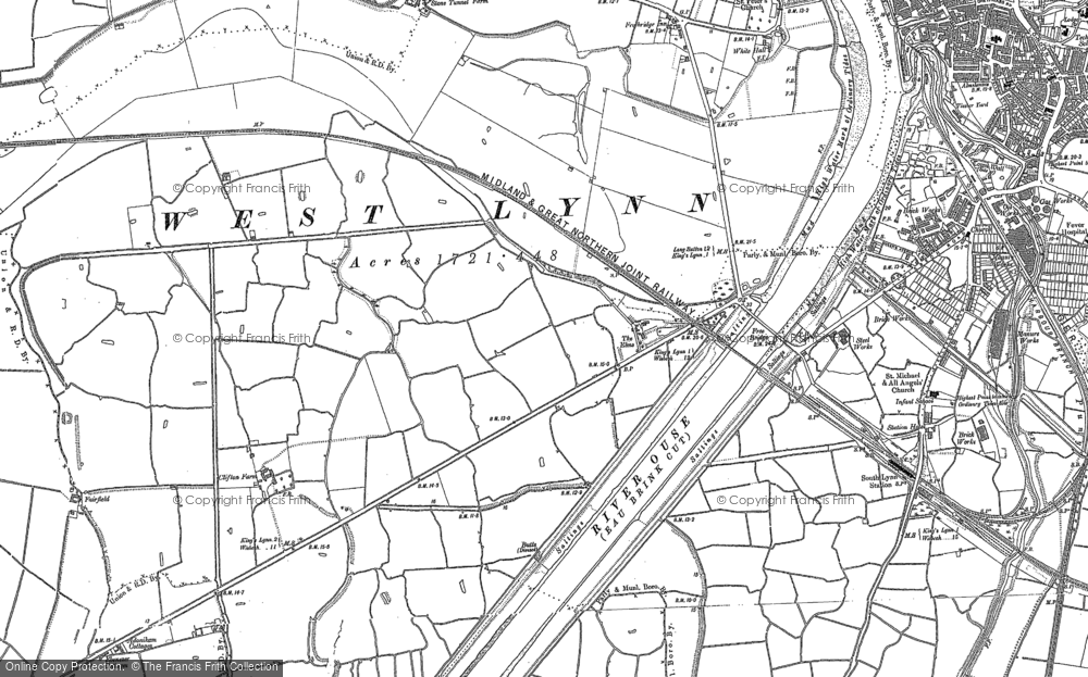 Old Map of Historic Map covering Saddle Bow in 1884