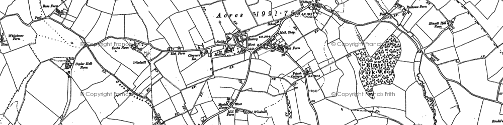 Old map of Elmsett in 1884