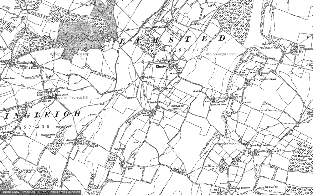 Old Map of Elmsted, 1896 in 1896