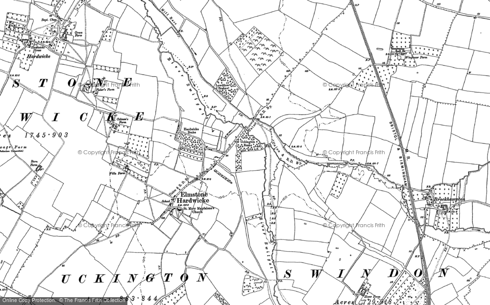 Old Map of Historic Map covering Hardwicke in 1883