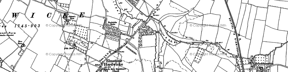 Old map of Elmstone Hardwicke in 1883