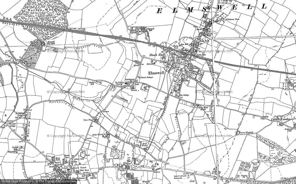 Old Map of Elmswell, 1883 - 1884 in 1883