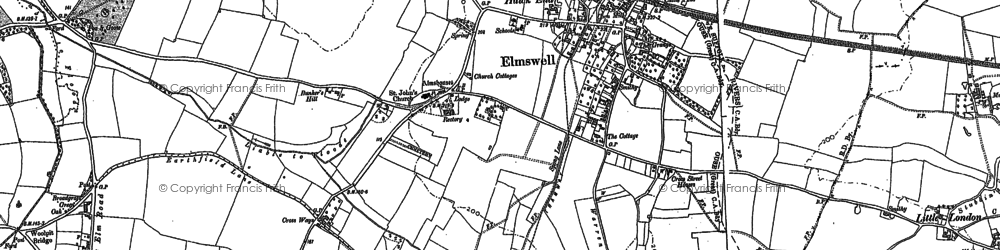 Old map of Elmswell in 1883