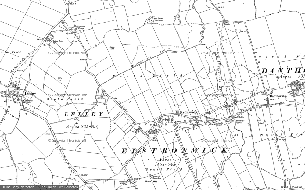 Old Map of Historic Map covering Lelley Grange in 1889