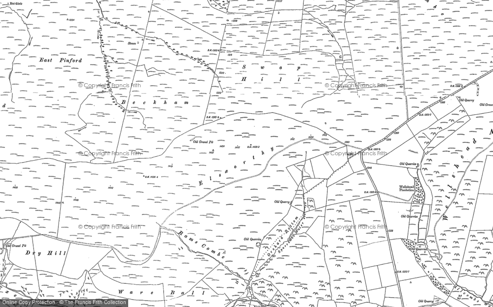 Old Map of Historic Map covering Alderman's Barrow in 1887
