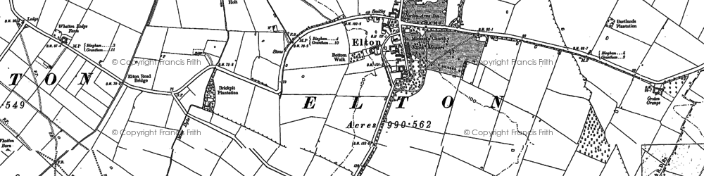 Old map of Elton on the Hill in 1886