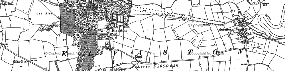 Old map of Elvaston in 1881