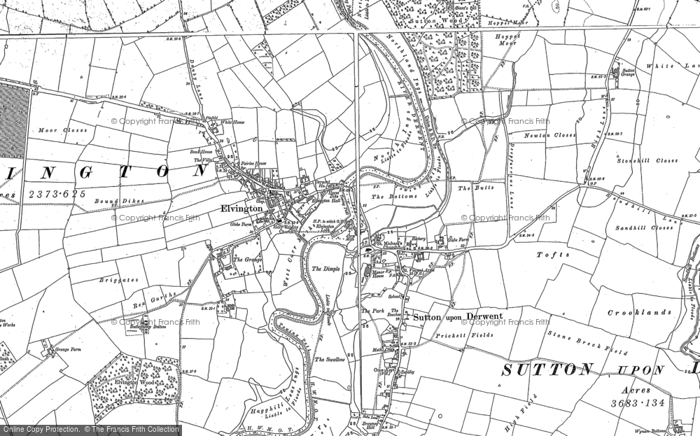 Old Map of Historic Map covering Blackfoss Beck in 1890