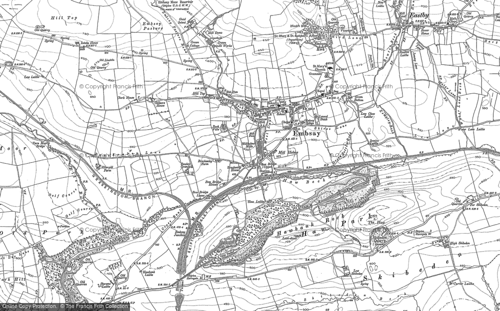 Old Map of Historic Map covering Yorkshire Dales Rly in 1907