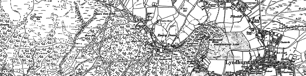 Old map of Emery Down in 1895