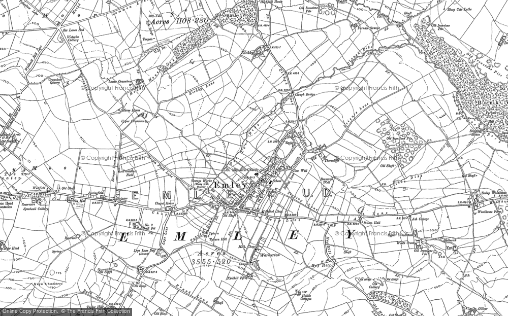 Old Map of Emley, 1891 - 1892 in 1891