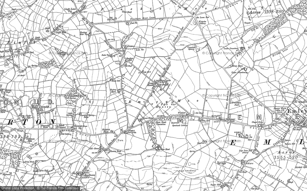 Old Map of Emley Moor, 1891 - 1892 in 1891
