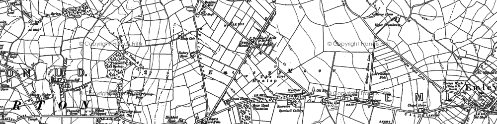 Old map of Emley Moor in 1891