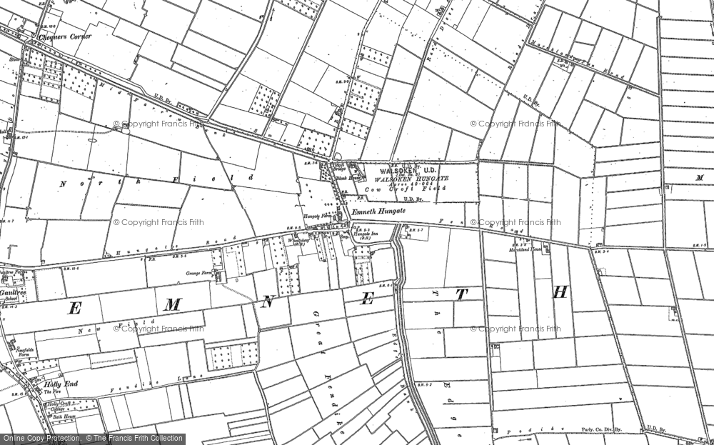 Old Map of Historic Map covering Titkill Br in 1886