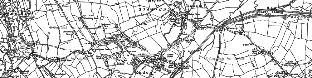 Old map of Endon in 1878