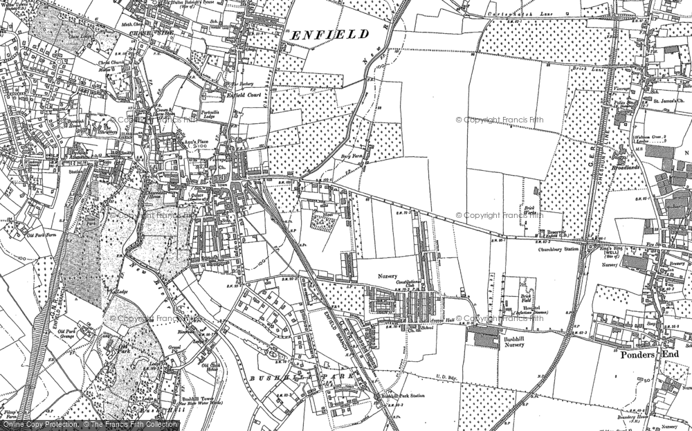 Old Map of Enfield, 1895 - 1911 in 1895