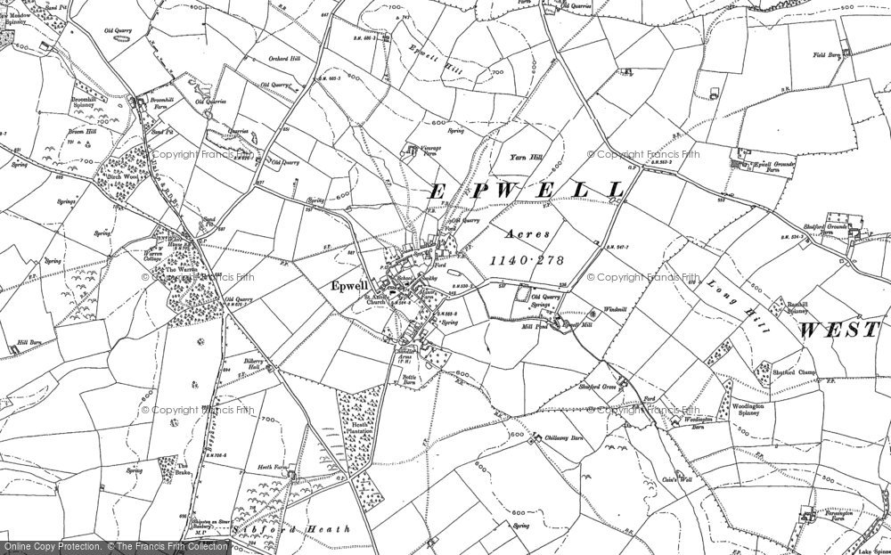Old Map of Historic Map covering Yarn Hill in 1899