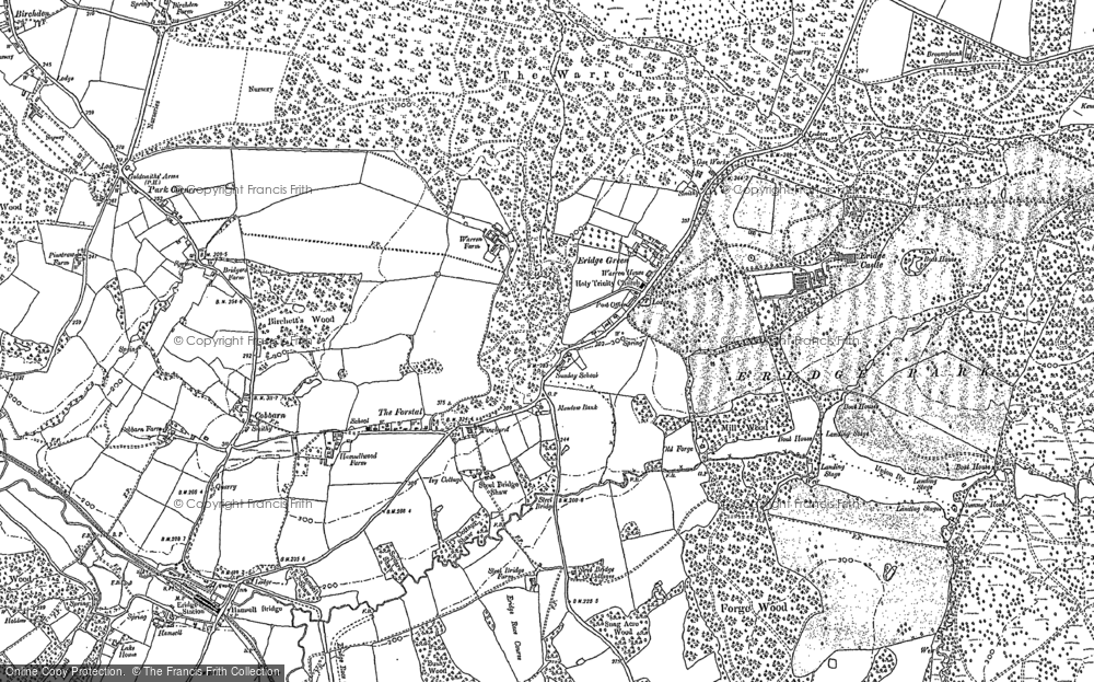 Old Map of Historic Map covering Broadwater Forest in 1897