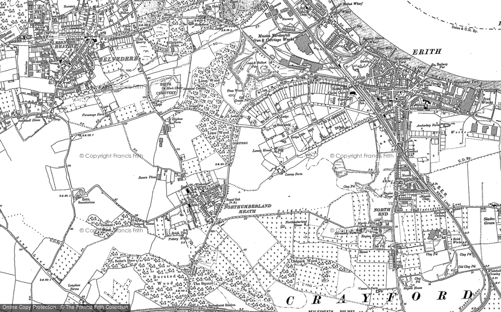 Old Map of Historic Map covering Slade Green in 1895