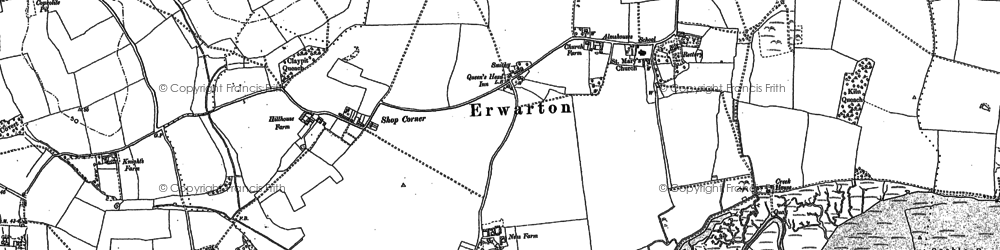 Old map of Erwarton in 1881