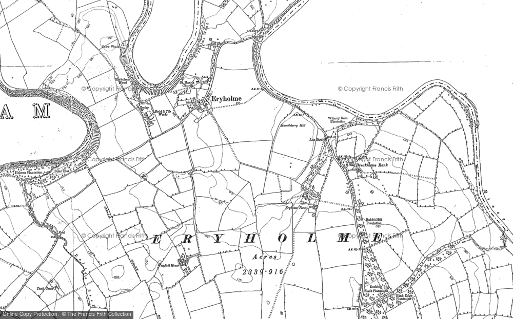 Old Map of Eryholme, 1892 in 1892