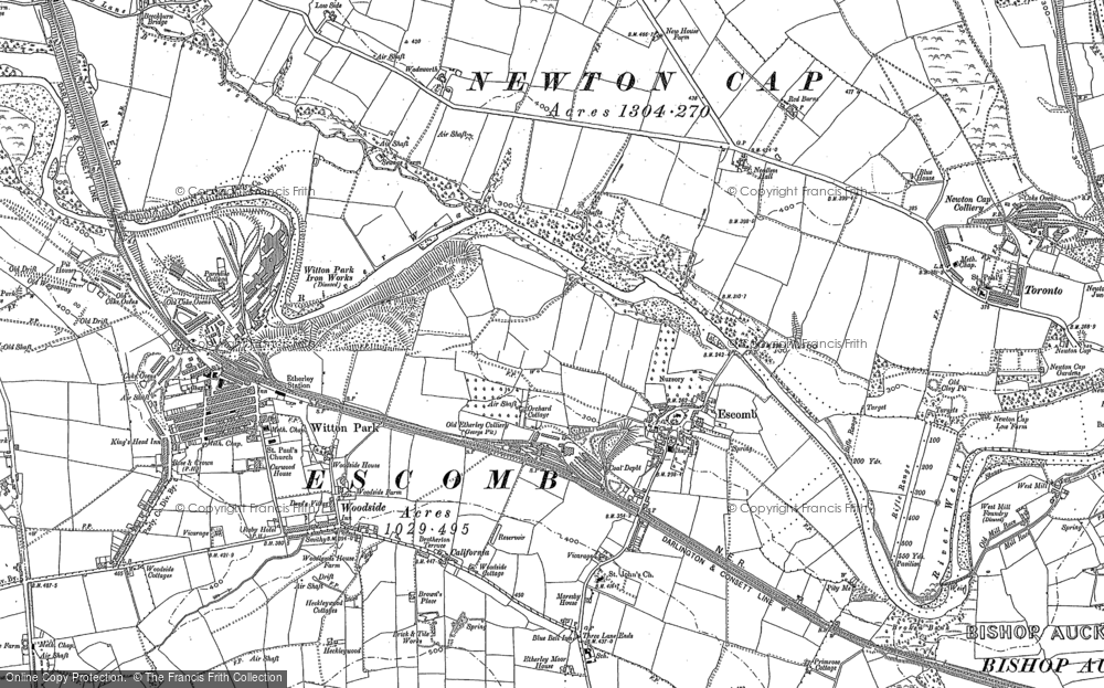 Old Map of Escomb, 1896 in 1896