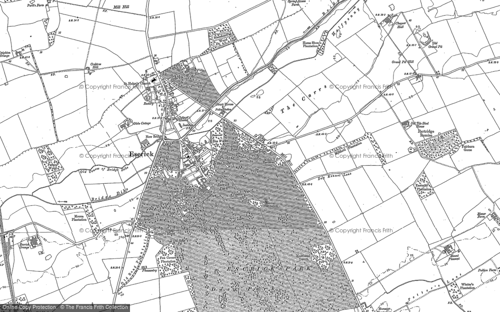 Old Map of Escrick, 1889 - 1890 in 1889