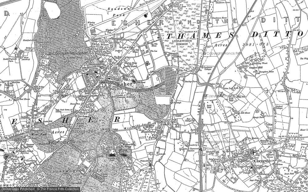 Old Map of Historic Map covering Arbrook Common in 1895