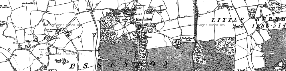 Old map of Wildhill in 1896