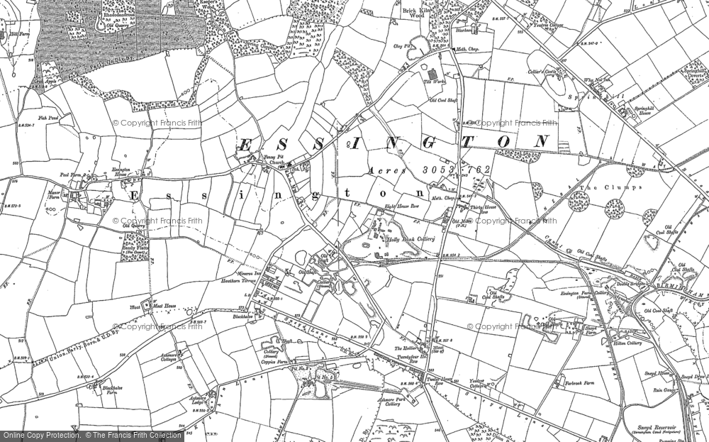 Old Map of Historic Map covering Springhill in 1883