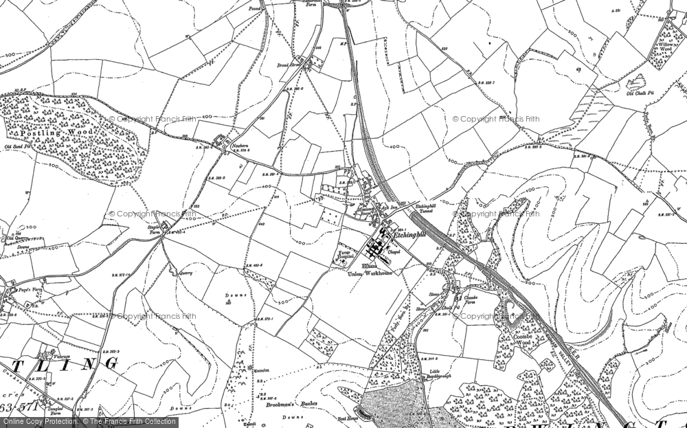 Old Map of Etchinghill, 1897 - 1906 in 1897
