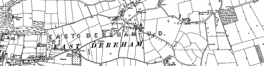 Old map of Etling Green in 1882
