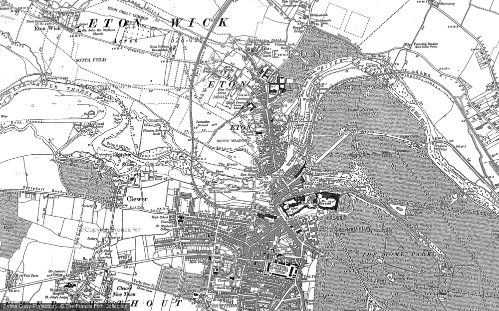 Old Map of Historic Map covering Clewer Village in 1910
