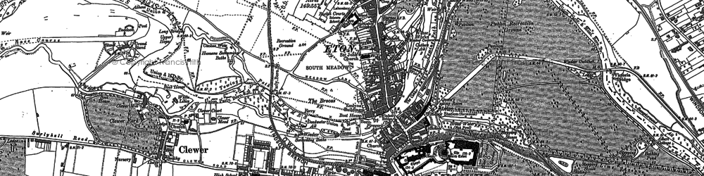 Old map of Clewer Village in 1910