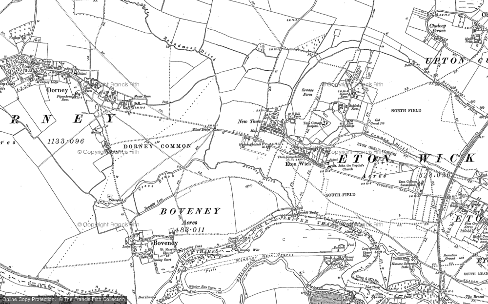 Old Map of Historic Map covering Boveney Lock in 1910