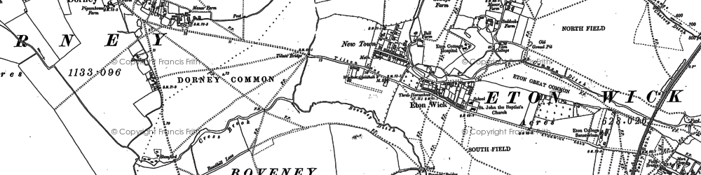 Old map of Boveney Lock in 1910